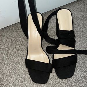 Black strap heels